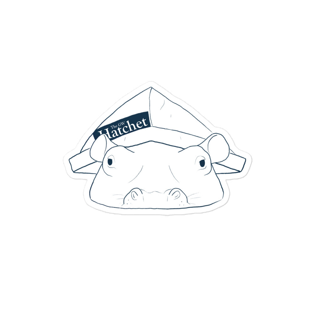 Hippo w/ A Hat Sticker